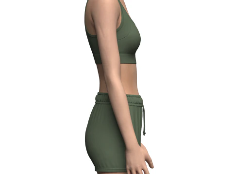 Suti&atilde; esportivo feminino e shorts de banho Modelo 3D