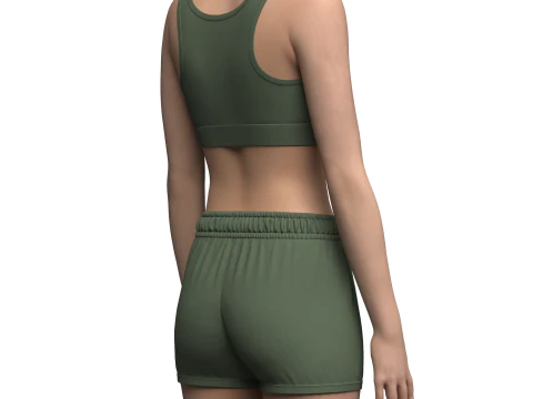 Suti&atilde; esportivo feminino e shorts de banho Modelo 3D