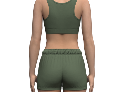 Female Sports Bra and Swim Shorts Modelo 3D