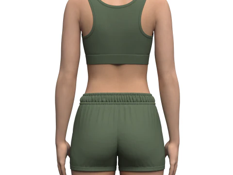 Suti&atilde; esportivo feminino e shorts de banho Modelo 3D