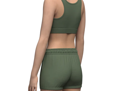 Suti&atilde; esportivo feminino e shorts de banho Modelo 3D