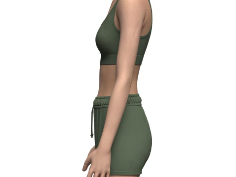 Suti&atilde; esportivo feminino e shorts de banho Modelo 3D