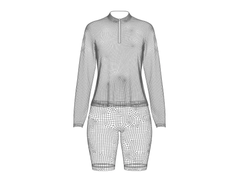 Female Half-Zip Tshirt 3D Model