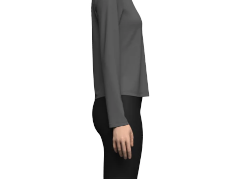 Female Half-Zip Tshirt 3D Model
