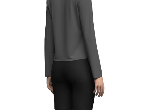 Female Half-Zip Tshirt 3D Model