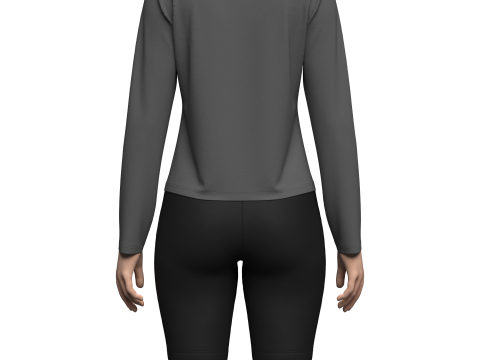 Female Half-Zip Tshirt 3D Модель