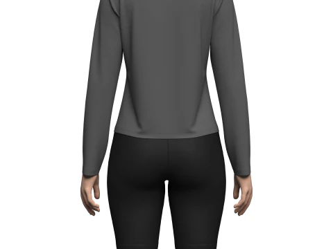Female Half-Zip Tshirt 3D Model