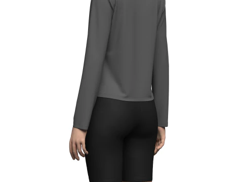 Female Half-Zip Tshirt 3D Model