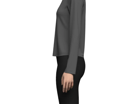 Female Half-Zip Tshirt 3D Model