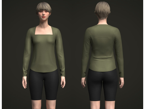 Female Boloer Top and Legging 3D 模型