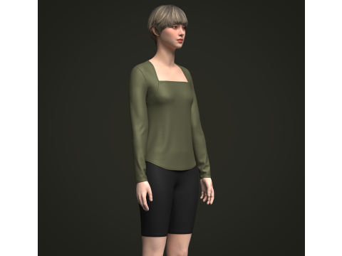 Female Boloer Top and Legging 3D Model