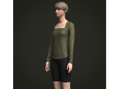 Female Boloer Top and Legging 3D Model