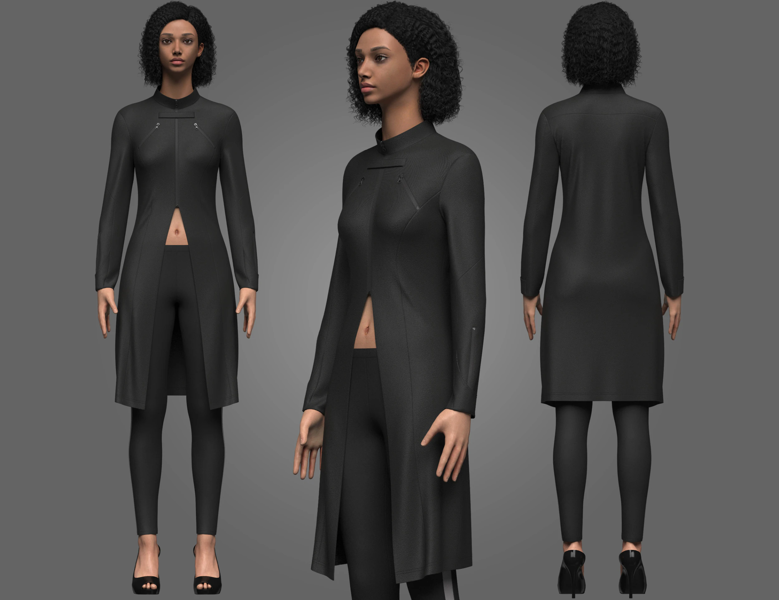 Female Sci-Fi Jacket 3D Model .c4d .max .obj .3ds .fbx .stl .blend 
