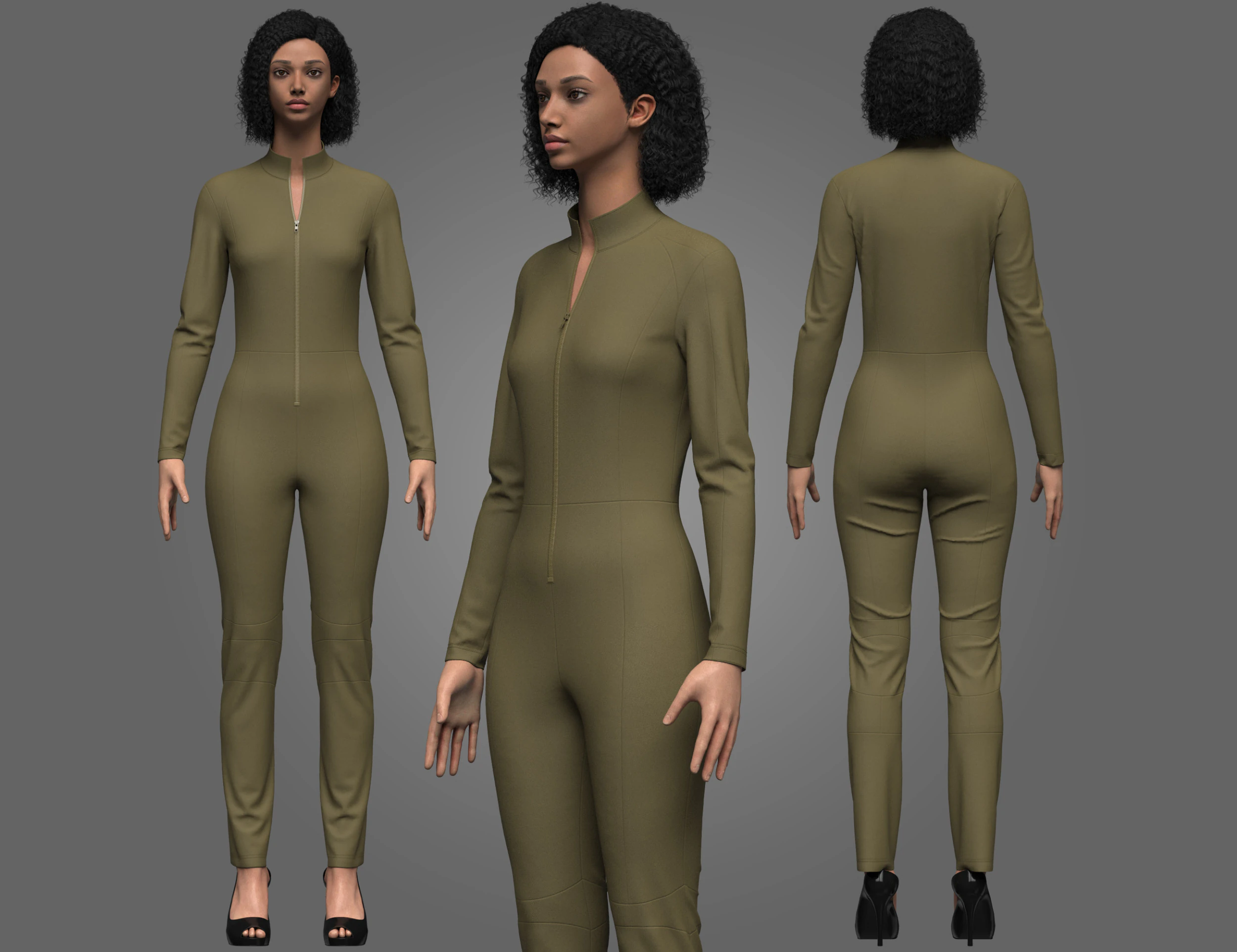 Female Sci-Fi Jumpsuit 3D Model .c4d .max .obj .3ds .fbx .stl .blend 