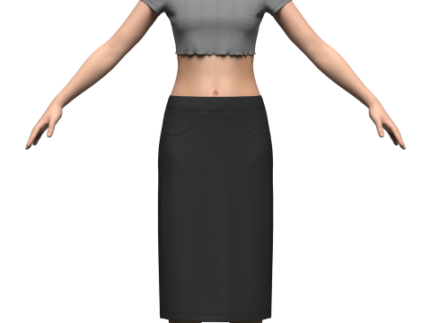 Female Elastic Top and Waist Skirt 3D Model