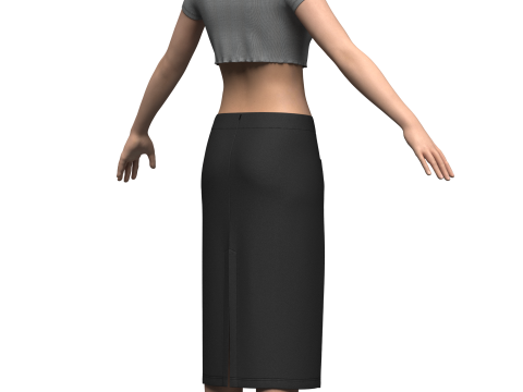 Female Elastic Top and Waist Skirt 3D Model