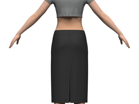 Female Elastic Top and Waist Skirt 3D Model