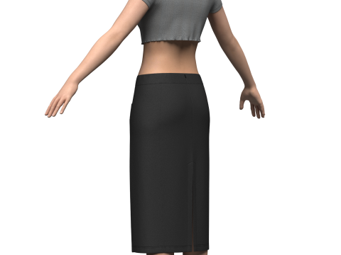 Female Elastic Top and Waist Skirt 3D Model