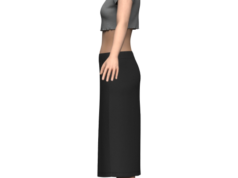 Female Elastic Top and Waist Skirt 3D Model