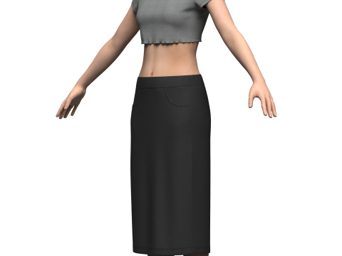 Female Elastic Top and Waist Skirt 3D Model