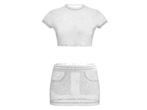 Women Top Elastic and Waist Skirt Model 3D