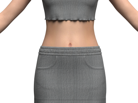 Women Top Elastic and Waist Skirt Model 3D
