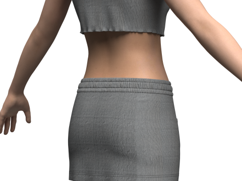 Women Top Elastic and Waist Skirt Model 3D