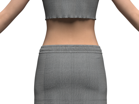 Women Top Elastic and Waist Skirt Model 3D