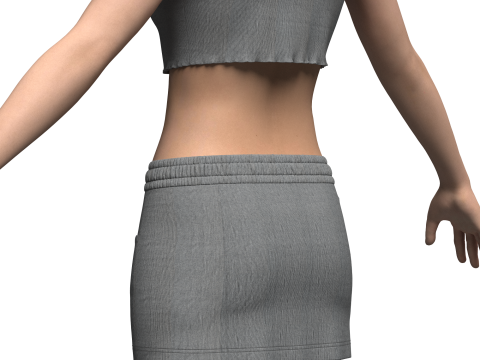 Women Top Elastic and Waist Skirt Model 3D