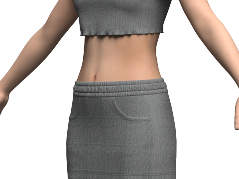 Women Top Elastic and Waist Skirt Model 3D