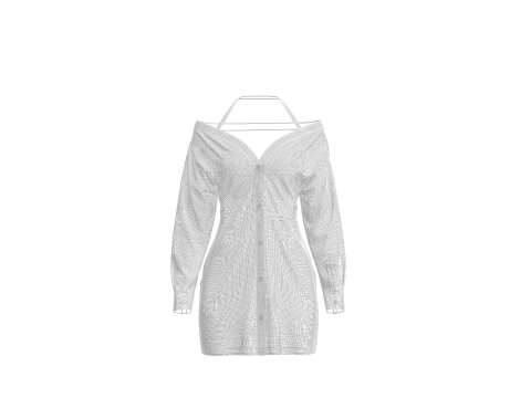 Female Off-Shoulder Trench Dress 3D Model