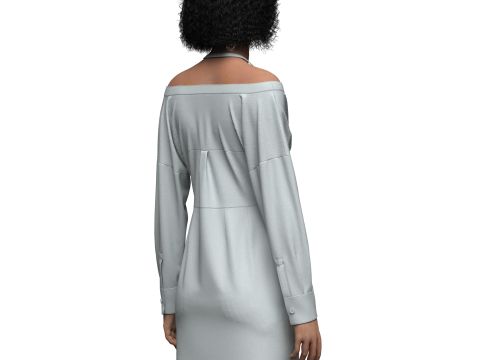 Female Off-Shoulder Trench Dress 3D Model
