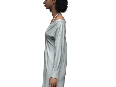 Female Off-Shoulder Trench Dress 3D Model