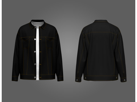 Male Over-fit Denim Jumper 3D Model