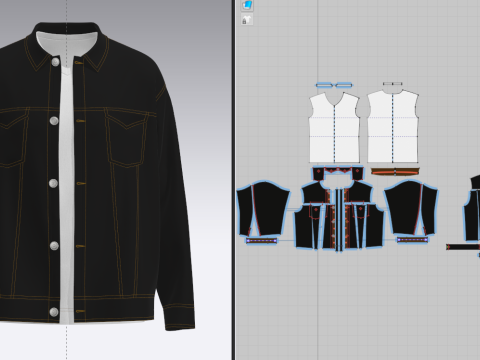 Male Over-fit Denim Jumper 3D Модель