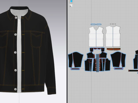 Jumper jeans over-fit masculino Modelo 3D