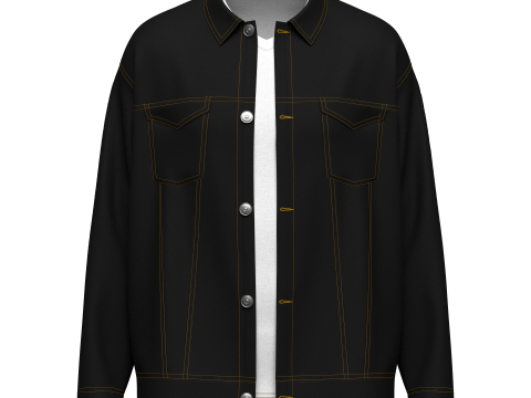 Male Over-fit Denim Jumper 3D Модель