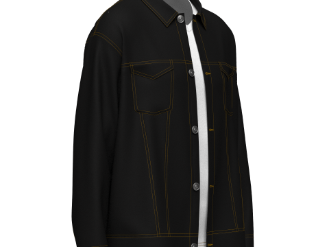 Male Over-fit Denim Jumper 3D Модель