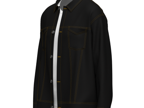 Male Over-fit Denim Jumper 3D Модель