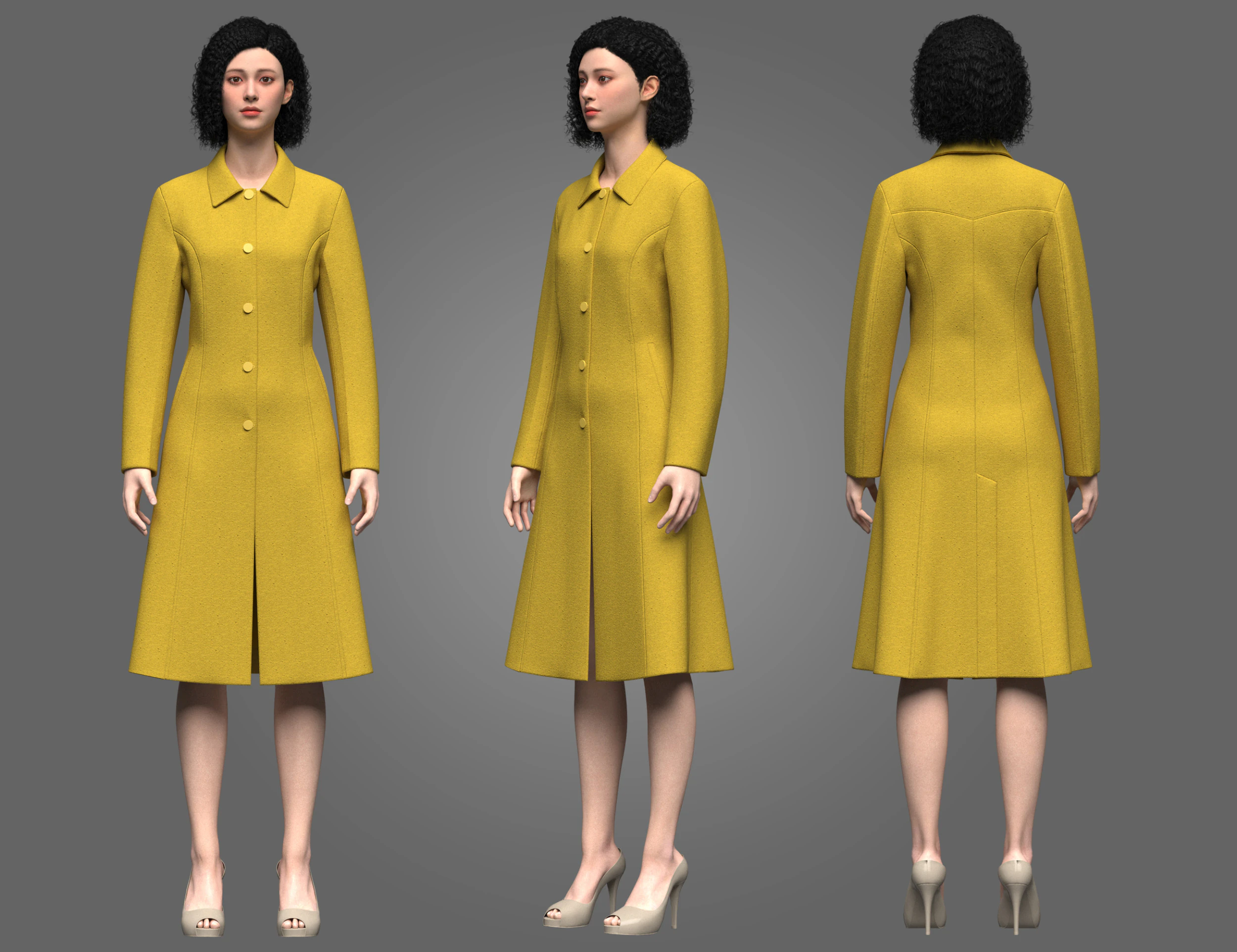 Female Princess Line Coat 3D Model .c4d .max .obj .3ds .fbx .stl .blend