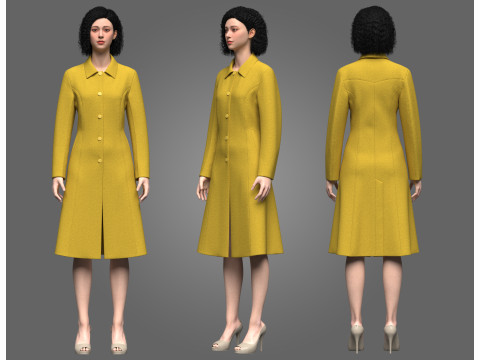 Female Princess Line Coat 3D Model