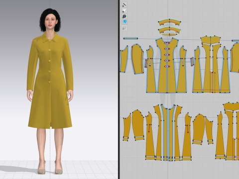 Female Princess Line Coat Modelo 3D