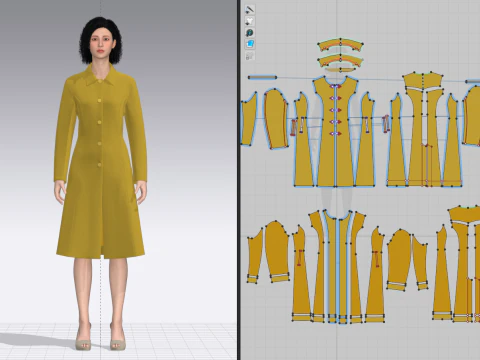 Female Princess Line Coat 3D Model