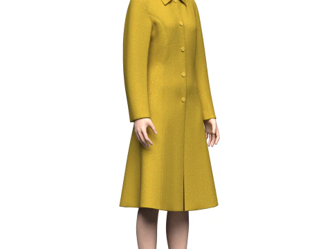 Female Princess Line Coat 3D Model