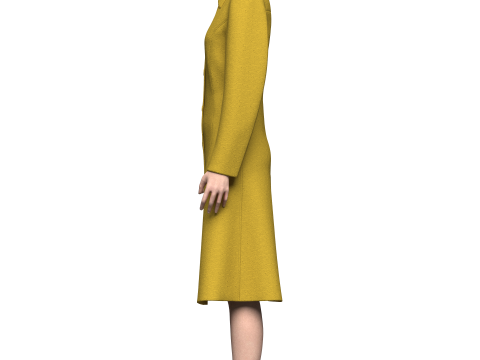 Female Princess Line Coat Modelo 3D