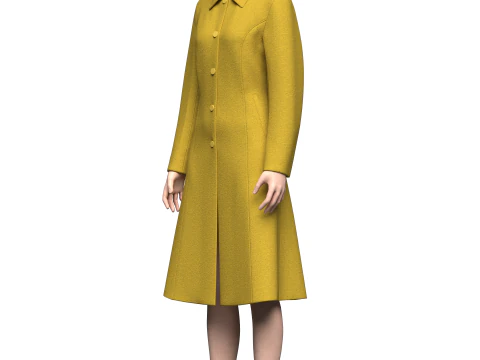 Female Princess Line Coat 3D Model