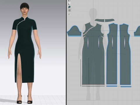 Female Cheongsam 3D Model