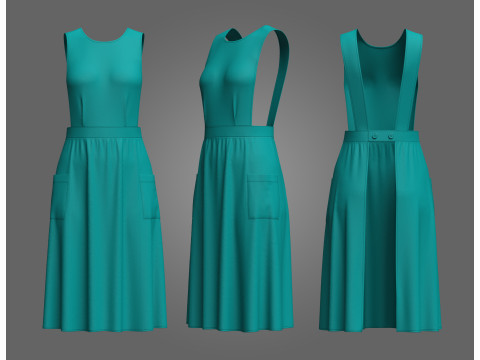 Female Historical Nurse Apron Modèle 3D