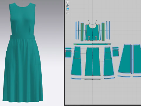 Avental de enfermeira hist&oacute;rica feminina Modelo 3D