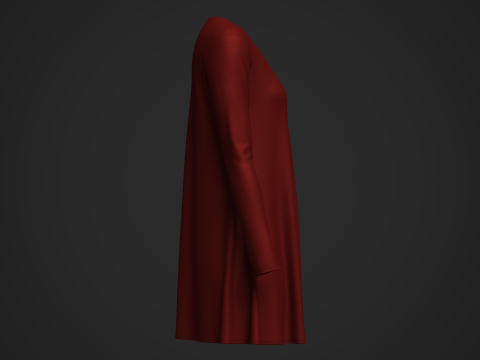 Female Neck Long Sleeve Dress Modelo 3D